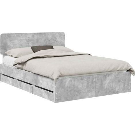 Maison Exclusive - Bettrahmen mit Schubladen Betongrau 140 x 190