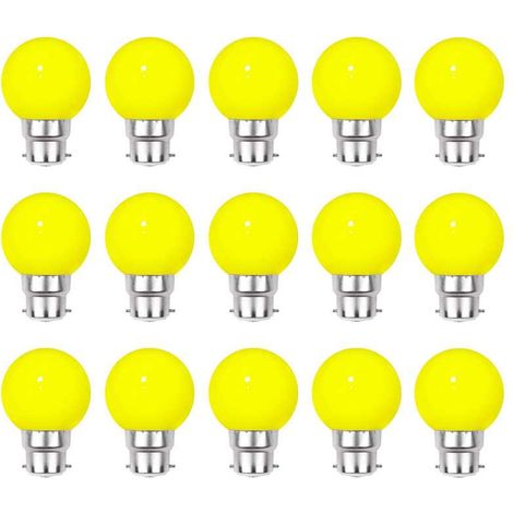 Lot de 15 ampoules Led Jaunes B22 Incassables - Guirlandes guinguette - Culot baïonnette
