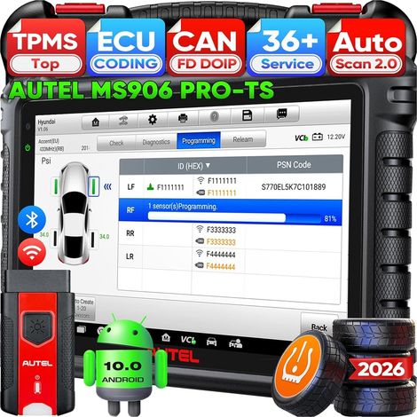 MaxiSYS MS906 PRO-TS Car Diagnostic Tool, 2026 MS906 Pro TS Enhanced Version MS906MAX MS906PRO MP900TS MP900BT, Advanced TPMS, CAN FD&DoIP, Bidirectional Diagnostic Tool, 3K+ Active Tests, 36+ Service (1/5)