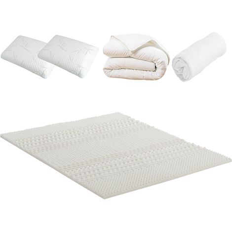 OLYMPE LITERIE Pack Surmatelas + Protège matelas + Couette + Oreiller 180x200 cm (1/5)