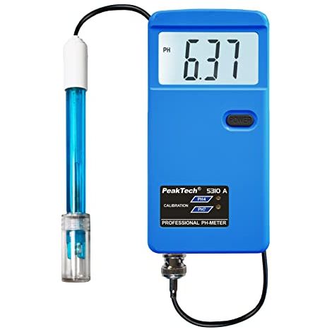 PeakTech Misuratore di pH 5310 A con sonda di elettrodi BNC sostituibile, adatto per piscina, acquario e laboratorio, P 5310 A, blu (1/4)