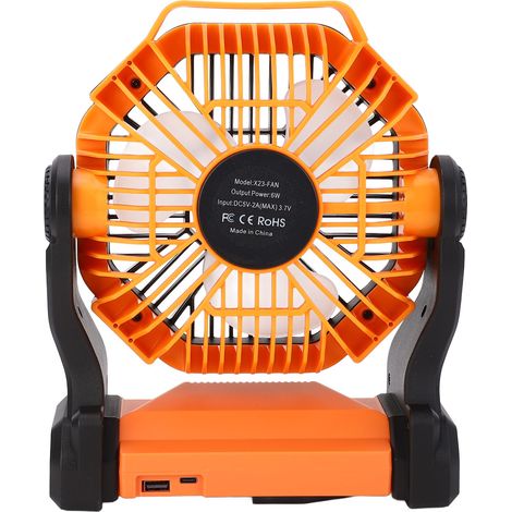 Ortviai Ventilateur de Camping avec Lanterne LED et Banque d'Énergie 8000 mAh – Orange (1/5)