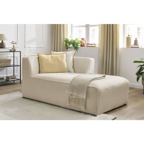 BOBOCHIC - Méridienne pour canapé modulable MEGEVE tissu bouclette Angle droit Beige (1/5)