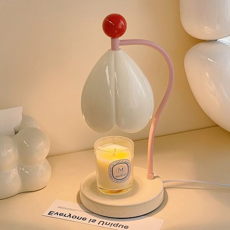 Chauffe Bougie Parfumé,Brûleur Électrique pour Bougie Parfumée - Diffuse les Parfums Sans Flamme ni Fumée - Prolonge la Durée des Bougies,blanc (1/5)
