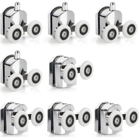 Linghhang – Lot de 8 roulettes pour porte de douche coulissante – Diamètre 23 mm – Alliage de zinc résistant à la corrosion – Installation rapide (1/5)