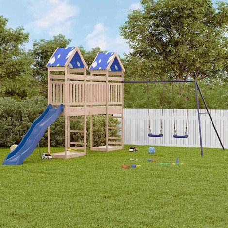 Aire de jeux extérieure : Aire de jeux d'extérieur bois de pin massif jeu extérieur enfant, aire de jeu jardin, balançoire enfant , pour jardin, usage domestique , enfant 3-8 ans (1/5)