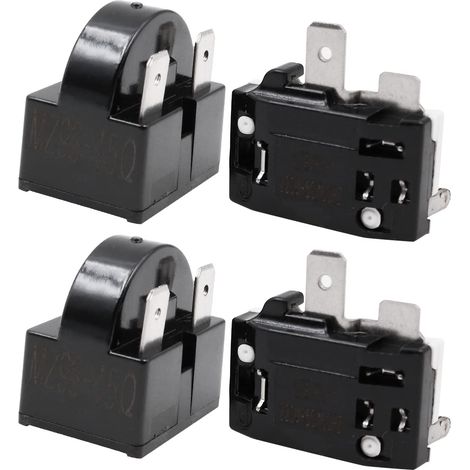 Lot de 2 relais de démarrage de compresseur 3 broches 15 Ohm + 2 protections de surcharge de compresseur 1/4 HP pour réparation de réfrigérateur (1/5)