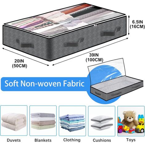 Lot de 4 boîtes de rangement sous lit 90L – Organisateurs pliables pour armoire, idéal pour vêtements, chaussures, couvertures et oreillers