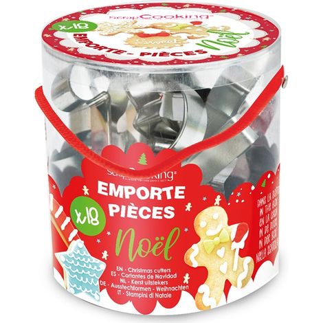 Eimer mit 18 Weihnachts-Ausstechformen - Scrapcooking