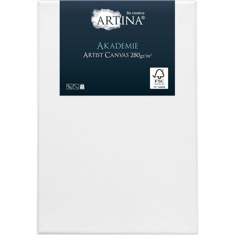 Toile sur châssis Académie 40x50cm – 100% coton 280g/m² – Pré-apprêtée 2 fois – Surface régulière pour peinture acrylique et huile – Artina