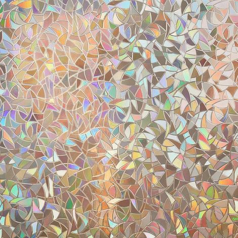 Lámina decorativa para ventanas, diseño arcoíris, película electrostática 3D para regulación térmica, sin adhesivo, color marrón, 45 x 200 cm. (1/5)