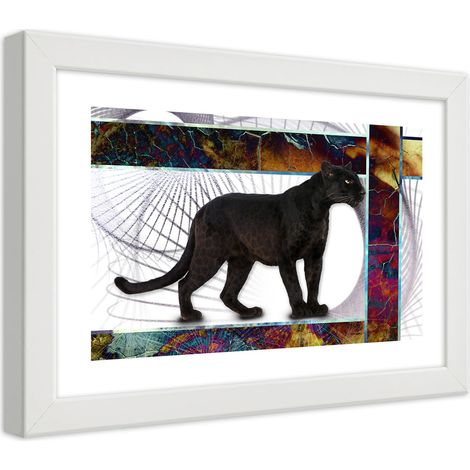 Quadro con cornice, Pantera vigile - 90x60 (1/5)