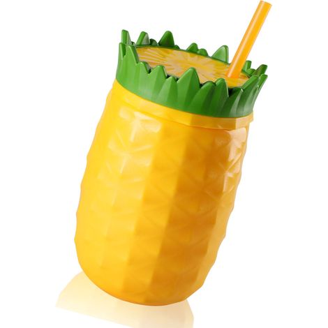 Fruchtförmiger Becher, doppelwandig, mit Strohhalm, kälteisolierend, auslaufsicher, aus Kunststoff, für den Sommer, Typ 3, 300 ml–500 ml (1/5)