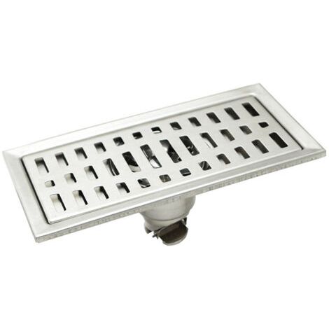 royaluxe-Siphon de sol rectangulaire 20x10cm acier inoxydable, grille anti-déchets, anti-odeurs, drainage rapide, pour salle de bains, douche et cuisine