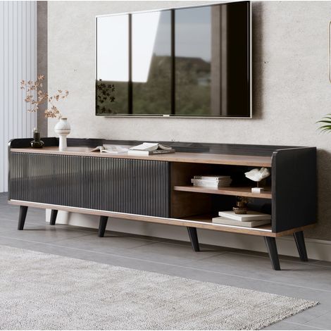 mobile tv 160 cm con ante scorrevoli cassetti nero OKMYHOME (1/5)