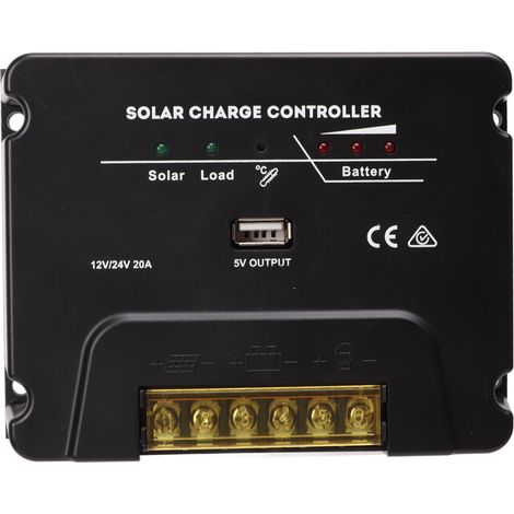 Régulateur de charge solaire MPPT 20A 12V 24V panneau batterie intelligent protection surcharge court-circuit pour camping-car bateau maison (1/5)