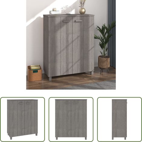 vidaXL Kiefer Holz - Schuhschrank HAMAR Hellgrau 85x40x108 cm Massivholz Kiefer (1/5)