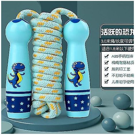 Corde à sauter en coton ajustable avec motif dinosaure, idéale pour débuter en éducation physique. (1/5)