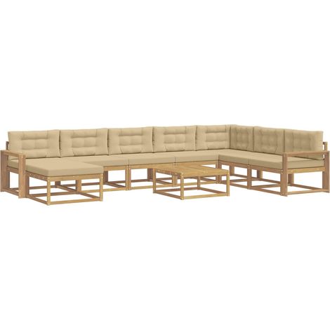 Conjunto de sofás de exterior 9 uds. 8 plaza y Beige vidaXL (1/5)