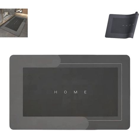 1 tapis de bain - 40 x 60 cm - Tapis de bain absorbant - Tapis de bain antitaches - Séchage rapide - Lavable - Tapis de douche antidérapant - Gris - Tapis de bain en mousse à mémoire de forme gris fon (1/5)
