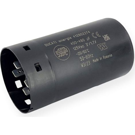 Condensateur de démarrage 400-480µF à cosses faston 6.3, fond plat - Ø45,5x84mm - DUCATI (1/3)