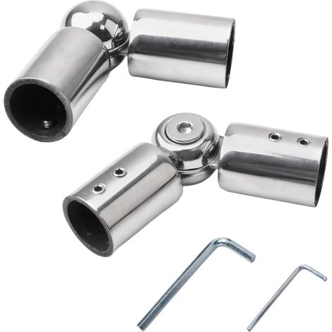 Lot de 2 connecteurs d'angle réglables, coudes en acier inoxydable, robustes, pour tiges de 3/4 pouce. Angles de 90° à 180°. (1/5)