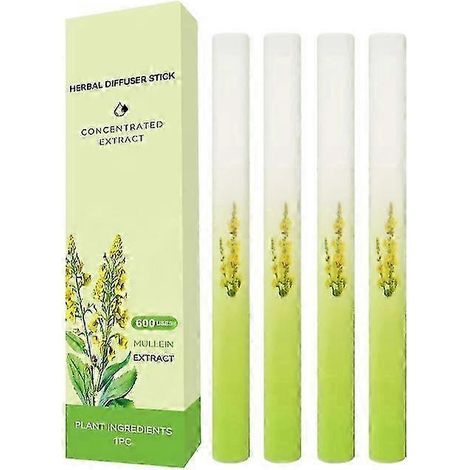 4 piècesDiffuseur d'herbes à base de molène (1 à 5x) amélioré avec des extraits de molène, de thym et de menthe pour purifier les poumons, améliorer la respiration et rafraîchir l'air ambiant. (1/5)