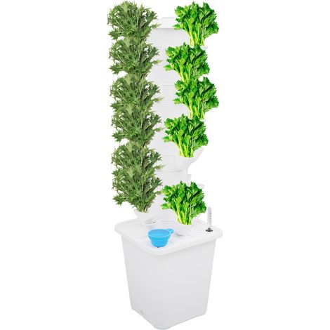 Kit de Culture Hydroponique pour légumes à Feuilles 30 Emplacements de Plantes 6 Niveaux Tour de culture hydroponique avec Pompe à Eau et 10L Réservoir (1/5)