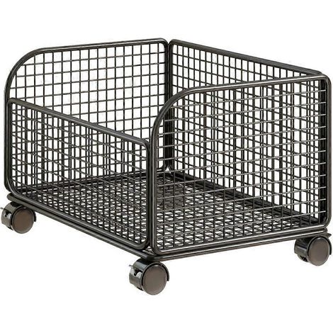 Mobiler Aufbewahrungswagen aus Netzgewebe mit feststellbaren Rollen, zur Verwendung unter dem Schreibtisch, ideal für kleine Räume (schwarz). (1/5)