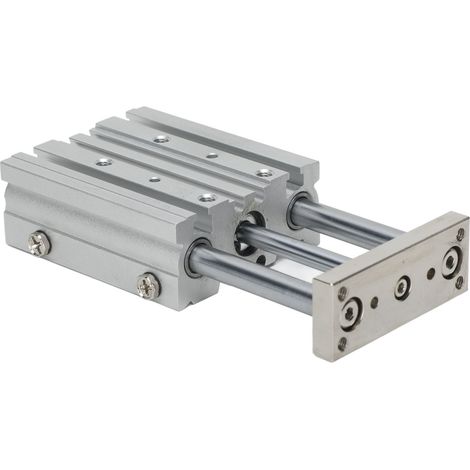 Vérin pneumatique à 3 tiges type SMC double effet alésage 12 mm course 40 mm avec guidage (1/5)