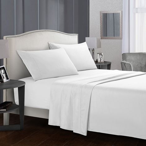 Parure de lit 4 pièces reine, drap-housse profond, couette blanc crème, literie haut de gamme, ensemble de draps doux et confortables (1/5)