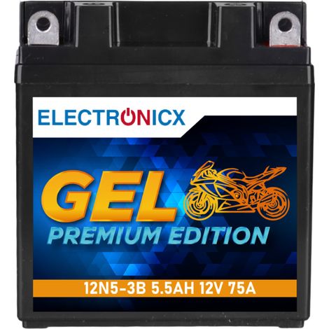 Electronicx YB5L-B GEL Motorradbatterie 12V 5,5Ah 75A/EN - Wartungsfrei, Auslaufsicher & Langlebig - Ersetzt 50512 CB5L-B 12N5.5-3B - Premium (1/5)
