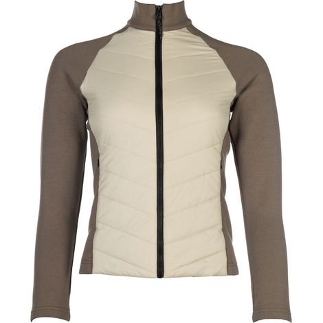 XL, beige e grigio talpa: Giacca donna trapuntata modello Amalfi con inserti laterali elasticizzati