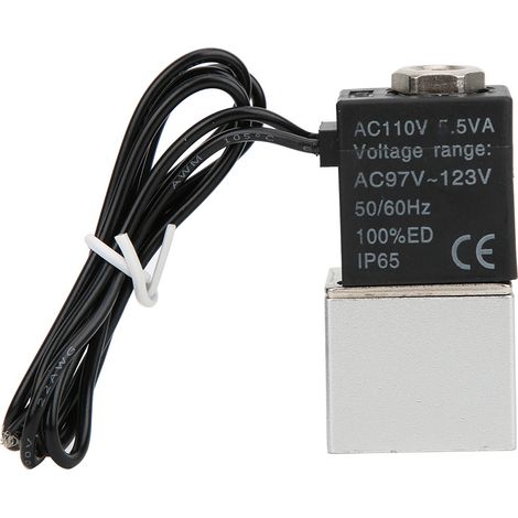 Électrovanne à réponse rapide pour eau, air et huile, 2 positions, 2 voies, en alliage d'aluminium DC110VG1/8 po