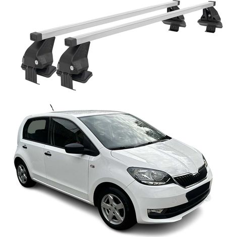 OMAC Dachträger Querträger Stahl für Skoda Citigo 2011-2020 5tür – Abschließbar – City-Crash-getestet – DIN 75302:2019 – ISO/PAS 11154:2006 – Max. 50 kg Silber (1/5)