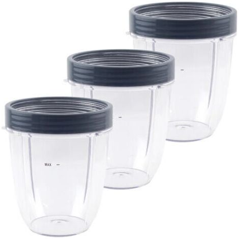 FENOPLASTICAUn ensemble de trois tasses courtes de 532 ml (18 oz) avec des joints d'étanchéité de rechange, compatibles avec les mélangeurs NutriBullet 600W et 900W (modèles NB-101B, NB-101S et NB-201 (1/5)