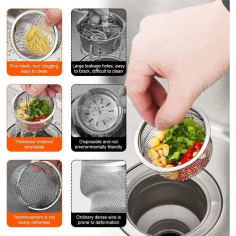 Filtre Évier - Acier Inoxydable - Diamètre Extérieur 8 cm - Pour Cuisine et Salle De Bain - 2 Pièces (1/5)