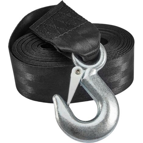 Sangle de Treuil de Bateau et Voiture avec Crochet,Sangle de Treuil de Remorque de Bateau Marin Robuste(5cmx6m)(2" x20’)(Noir) (1/5)
