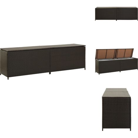 Gartenbox Poly Rattan 200x50x60 cm Braun - Gartenbox - Auflagenbox - Gartenmöbel - Outdoor Box - Rattan Gartenmöbel (1/5)