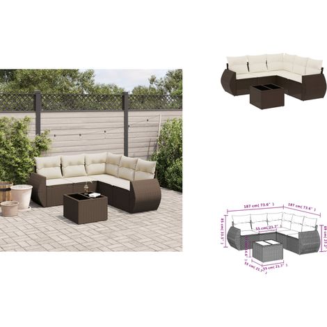 6-tlg. Garten-Sofagarnitur mit Kissen Braun Poly Rattan - Garten Sofagarnitur - Garten Sofagarnituren - Outdoor Sofagarnitur - Sofagarnitur Terrasse (1/3)