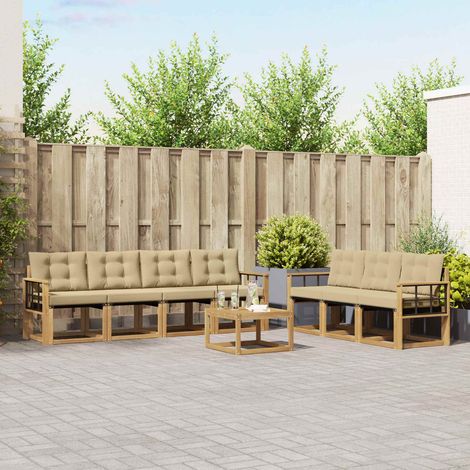 vidaXL Conjunto de sofás de exterior 8 uds. y Beige (1/5)
