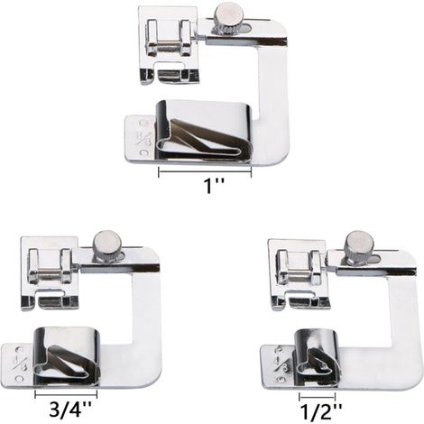 3Pcs Wide Foot Set Hemmer Adjustable Rolled Hem Snap-On Presser For Domestic Sewing Machine Parts Household Patchwork Crochet acessorios Snap On Presser Feet Kit (1/5)