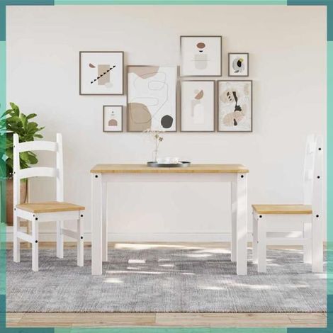 Chaises à manger - 4005728 - blanc - bois massif de pin - lot de 2 (1/5)