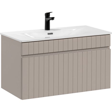Meuble simple vasque encastrée 80cm Zelie Cachemire