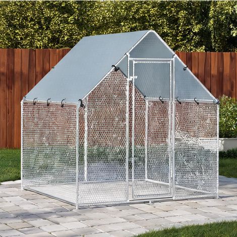Poulailler argent en acier galvanisé 200 x 200 x 200 cm (1/5)