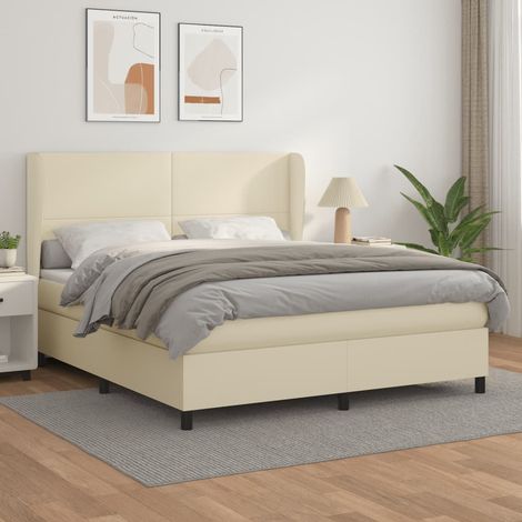 Boxspringbett mit Matratze Creme 160x200 cm Kunstleder vidaXL (1/5)
