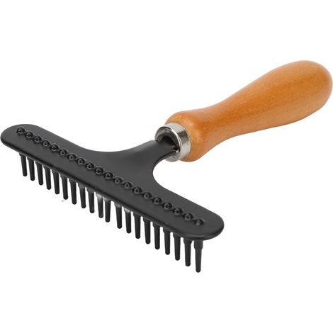 Brosse de toilettage manuelle pour chats et chiens, manche en bois, démêlage et élimination des poils morts (1/5)