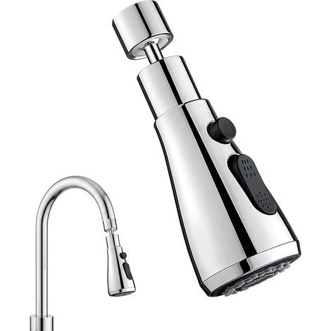 Küchenspülen-Brausekopf, 360° drehbarer Küchenarmatur-Luftsprudler mit 2 Modi, Spritzschutz, universeller, verstellbarer Armaturenadapter, multifunktionale Küchenarmaturverlängerung (1/5)
