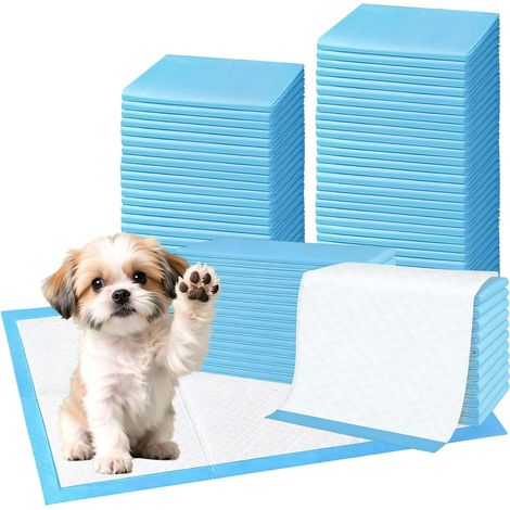 100 Pièces Alèse pour Chien 60×60 cm, Alaise Jetable Apprentissage Propreté Chiot, Tapis Absorbant Animaux de Compagnie 6 Couches, Alèses Chat Anti-Fuite et Séchage Rapide pour Maison, Cage, Transport (1/5)