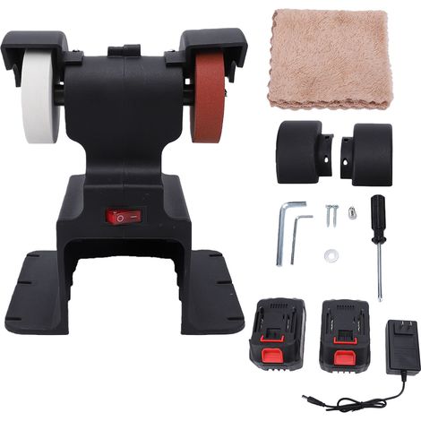 Mini meuleuse d'établi adaptée pour Makita, polisseuse à batterie 18 V, ponceuse électrique, petite rectifieuse de table, artisanat métal bois bijoux polissage 250 W noir (1/5)